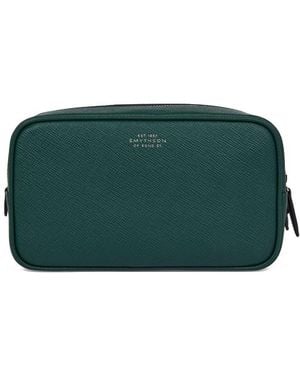 Smythson Leather Double-Zip Wash Bag - Green