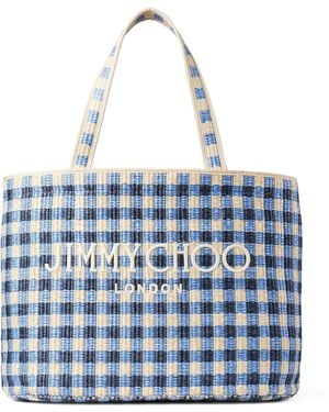 Jimmy Choo Raffia Gingham Tote Bag - Blue