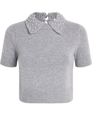 Claudie Pierlot Wool-Cashmere Embellished Jumper - Grey