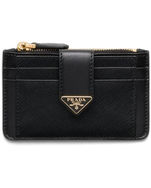 Prada Leather Press-Stud Card Holder - Black