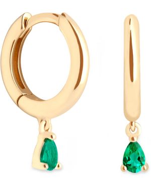 Astrid & Miyu And Emerald Pear Huggie Hoop Earrings - Metallic