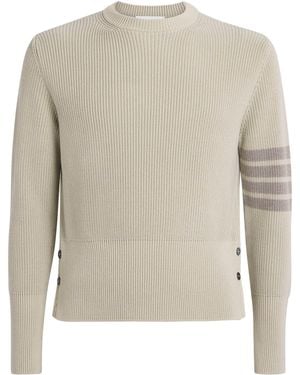 Thom Browne Cotton 4-Bar Jumper - Natural