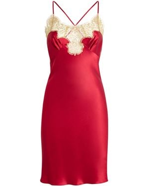 Gilda & Pearl Silk Lace-Trim Slip Dress - Red