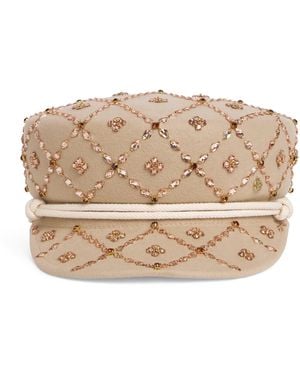 Maison Michel Embellished Abby Sailor Hat - Natural