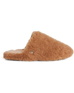 Max Mara Camel-Silk Teddy Slippers - Brown