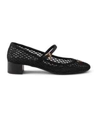 Prada Mesh Open-Work Mary Janes 35 - Black