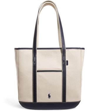 Polo Ralph Lauren Medium Canvas Polo Pony Tote Bag - White