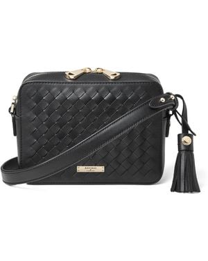 Aspinal of London Leather Slot Weave Camera Bag - Black