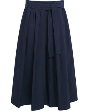 Weekend by Maxmara Taffeta Tie-Belt Midi Skirt - Blue