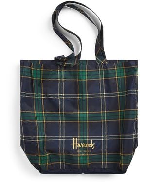 Harrods Tartan Pocket Shopper Bag - Green