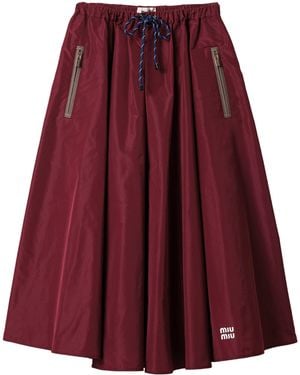 Miu Miu Technical Drawstring Midi Skirt - Red