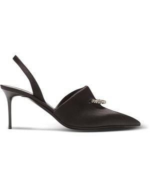 Balmain Satin Pierced Slingback Heeled Mules 75 - Black