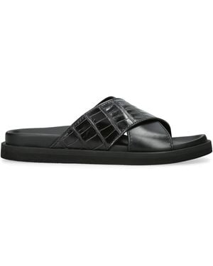 ZEGNA Crocodile Leather Panarea Slides - Black