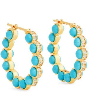 L'Atelier Nawbar Diamond And Enamel The Cobalt Hoop Earrings - Blue