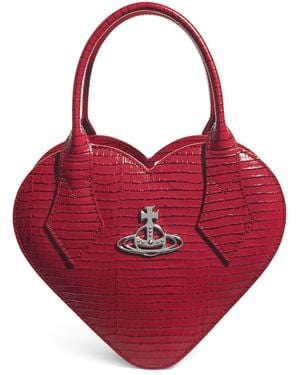 Vivienne Westwood Croc-Embossed Leather Josephine Heart Cross-Body Bag - Red