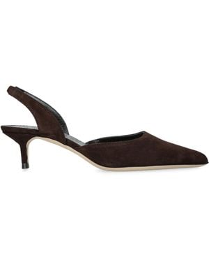 STAUD Suede Sebastian Slingback Heels 55 - Brown