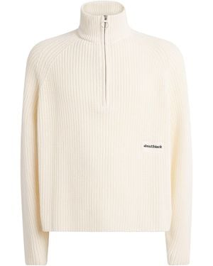 About Blank Cotton Half-Zip Jumper - White