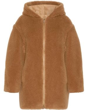 Max Mara Camel-Silk Hooded Coat - Brown