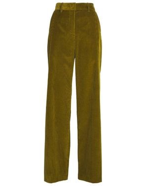 Weekend by Maxmara Cotton Corduroy Wide-Leg Trousers - Green