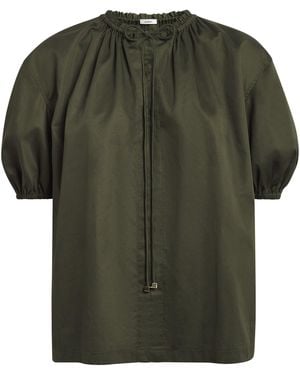 JOSEPH Cotton Sateen Nador Blouse - Green