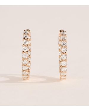 Harrods Medium And Diamond Hoop Earrings - Metallic
