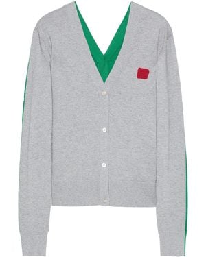 MAX&Co. Cotton-Cashmere Two-Tone Cardigan - Grey
