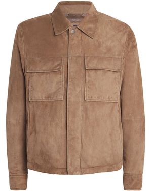 Paul & Shark Aqualeather Suede Shacket - Brown