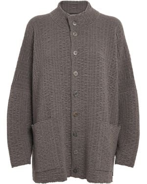 Eskandar Cashmere Wide Cardigan - Gray
