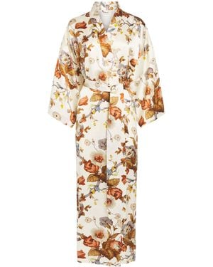Olivia Von Halle Silk Violette Queenie Robe - Metallic