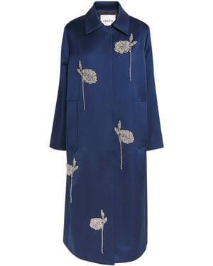 Erdem Embroidered Satin Coat - Blue