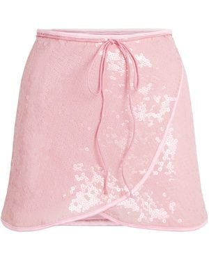 Oséree Sequinned Marilyn Mini Skirt - Pink