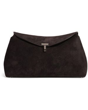TOTEME Suede T-Lock Clutch Bag - Black