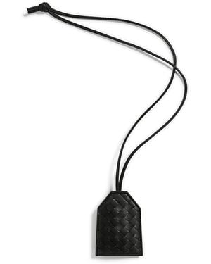 Bottega Veneta Leather Key Holder Necklace - Black