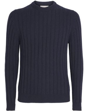 Johnstons of Elgin Cashmere Rib-Knit Peel Jumper - Blue