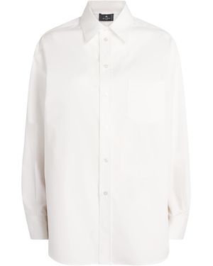 Etro Cotton-Silk Floral-Print Shirt - White