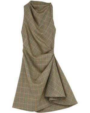 McQueen Wool Check Mini Dress - Green