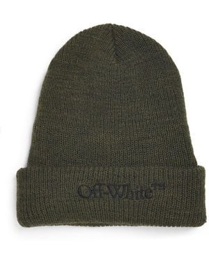 Off-White c/o Virgil Abloh Wool Embroidered Bookish Logo Beanie - Green