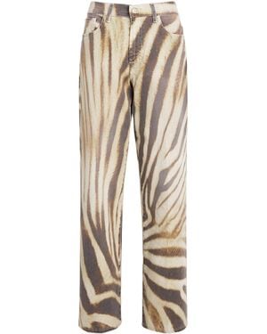 7 For All Mankind Zebra Print Stovepipe Straight Jeans - Natural
