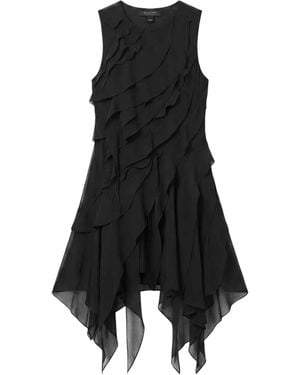 AllSaints Ruffled Asymmetric Angie Midi Dress - Black