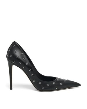 McQueen Leather Eyelet-Detail Pumps 100 - Black