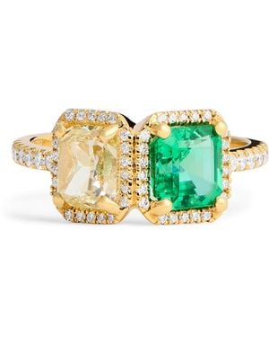 Suzanne Kalan Toi Et Moi Diamond And Emerald Ring - Green