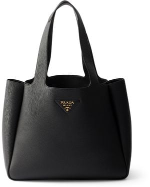 Prada Medium Leather Tote Bag - Black