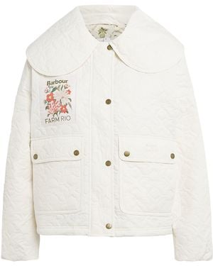 Barbour X Farm Rio Quilted Floral-Patch Jacket - White