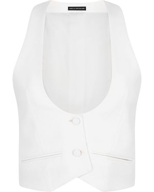 Tom Ford Virgin Wool Tuxedo Waistcoat - White