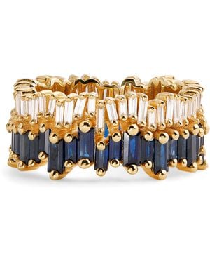 Suzanne Kalan Diamond And Sapphire Double Stack Eternity Band - Metallic