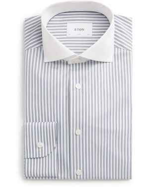 Eton Cotton Stripe Slim Fit Shirt - Blue