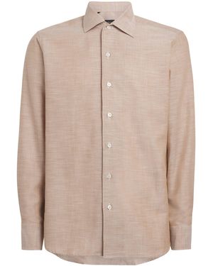 Brioni Cotton Button-Up Shirt - Natural
