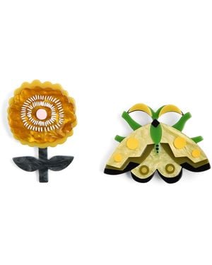 Weekend by Maxmara Flower And Insect Brooches - Yellow