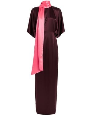 ROKSANDA Satin Sami Scarf Maxi Dress - Red