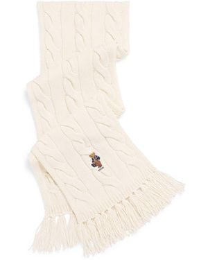 Polo Ralph Lauren Wool-Blend Cable-Knit Bear Scarf - White